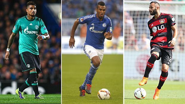 
                <strong>Viele "Fahnenflüchtige"</strong><br>
                Sie könnten Vorbilder für die vorgestellten Youngster sein. Kevin-Prince Boateng, Eric-Maxim Choupo-Moting und Ömer Toprak (v. li.) haben in der Jugend das DFB-Trikot getragen, sich mittlerweile aber in anderen Nationalteams festgespielt. Ihre Liste ließe sich lange fortführen.
              