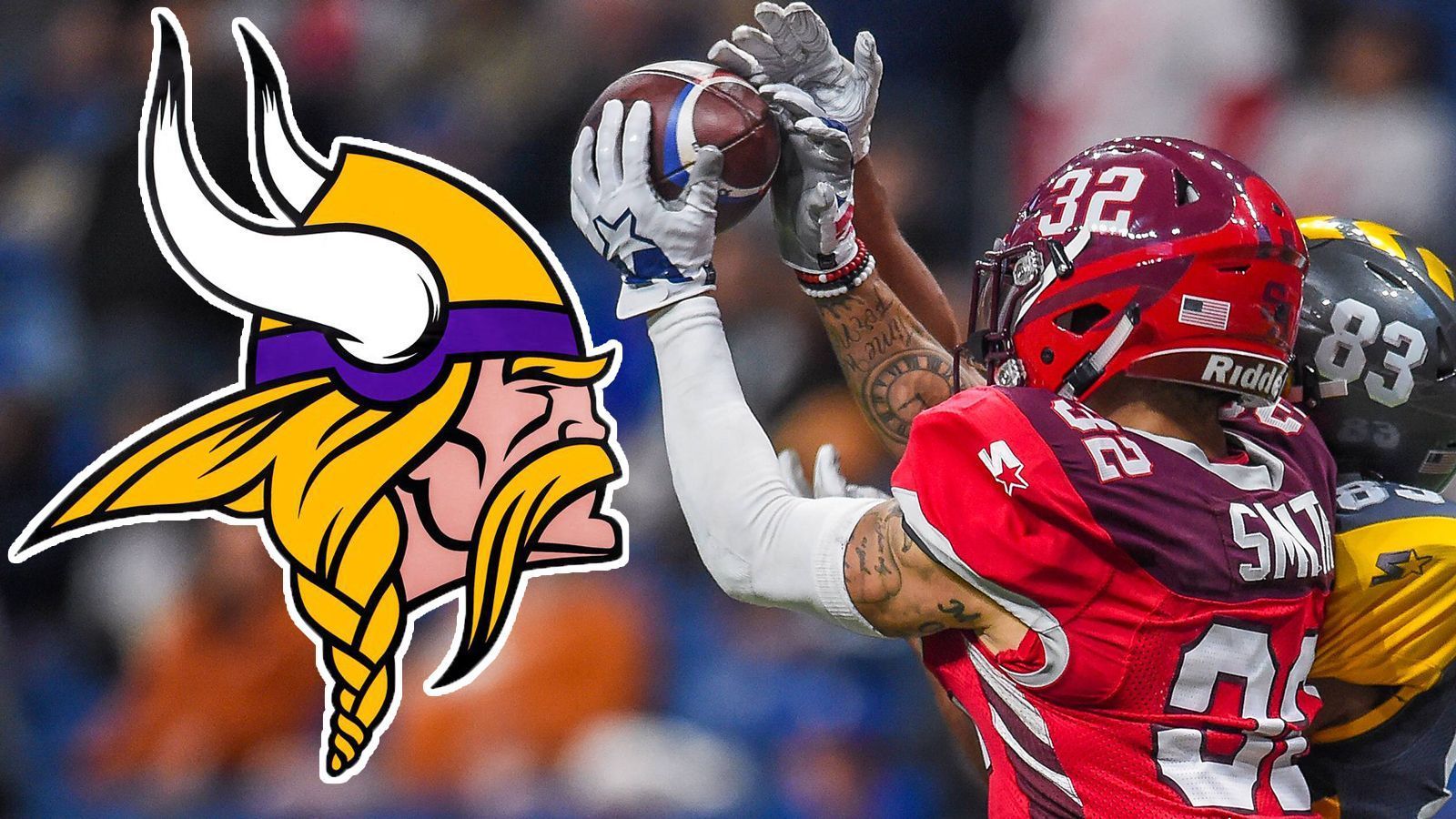 
                <strong>Minnesota Vikings</strong><br>
                Bisher verpflichtete Spieler aus der AAF:Duke Thomas (Cornerback, San Antonio Commanders), Derron Smith (im Bild, Safety, San Antonio Commanders), Karter Schult (Edge Rusher, Salt Lake Stallions), Greer Martini (Linebacker, Salt Lake Stallions), Jordan Martin (Defensive Back, San Diego Fleet)
              