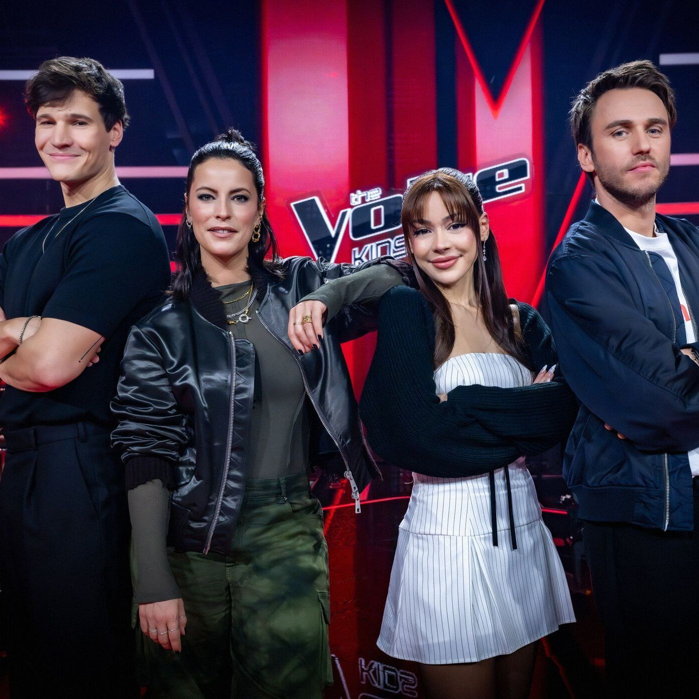Die Coaches von "The Voice Kids" 2025 bei den Knockouts: Wincent Weiss, Stefanie Kloß, Ayliva, Clueso