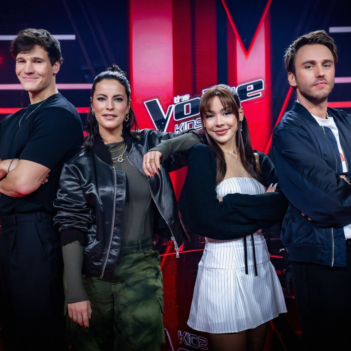 Die Coaches von "The Voice Kids" 2025 bei den Knockouts: Wincent Weiss, Stefanie Kloß, Ayliva, Clueso