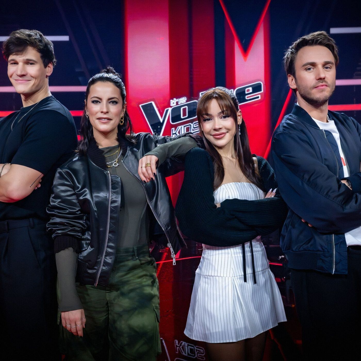Die Coaches von "The Voice Kids" 2025 bei den Knockouts: Wincent Weiss, Stefanie Kloß, Ayliva, Clueso