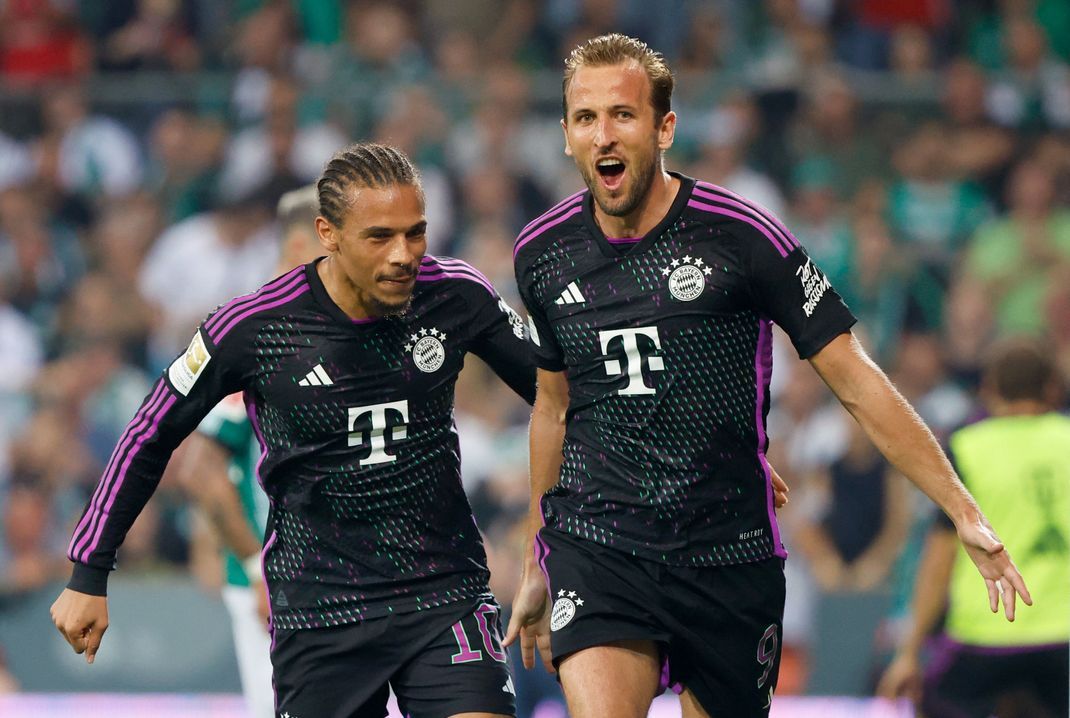 Leroy Sane (l.) und Harry Kane schießen den FC Bayern in Bremen zum Sieg.