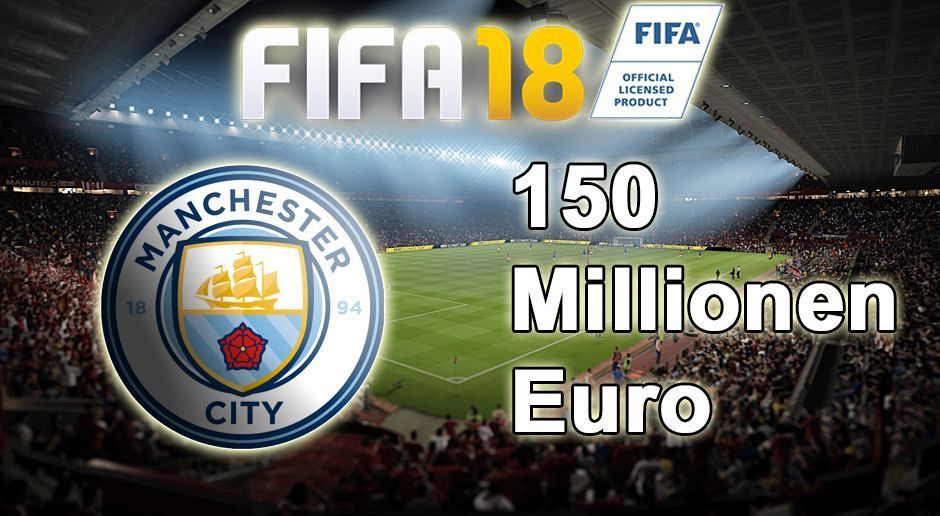 
                <strong>FIFA 18 Karriere: Manchester City</strong><br>
                Platz 2: 150 Millionen Euro.
              
