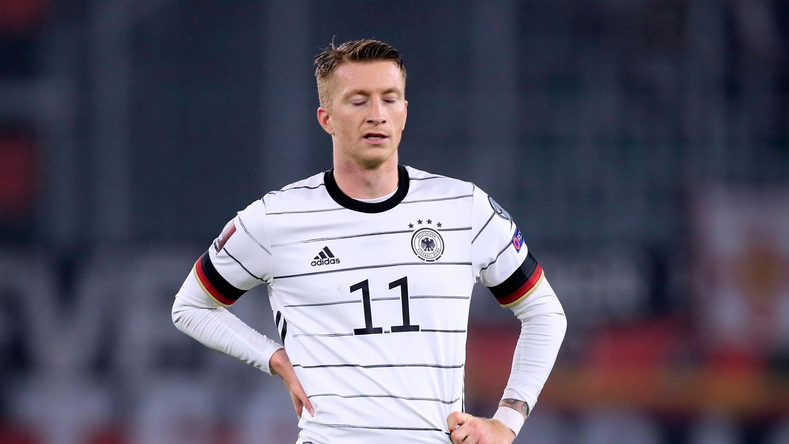 
                <strong>Reus verpasst die WM</strong><br>
                Bei der Weltmeisterschaft 2018 war nur ein Dortmunder dabei: Marco Reus – der BVB-Profi verpasste in diesem Jahr verletzungsbedingt den Sprung in den finalen Kader für Katar von Bundestrainer Hansi Flick.
              