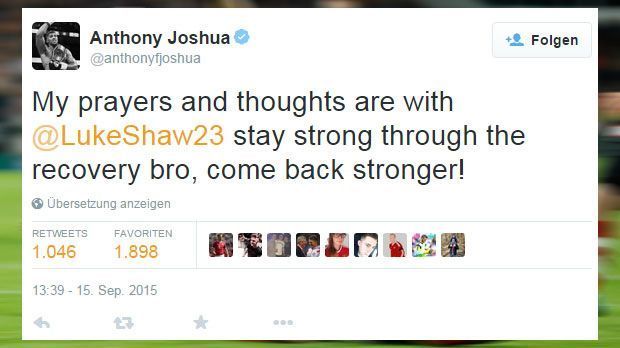 
                <strong>Anthony Joshua</strong><br>
                Anthony Joshua: Der Boxer schließt Shaw in seine Gebete mit ein und wünscht ihm eine schnelle Rückkehr auf den Platz.
              