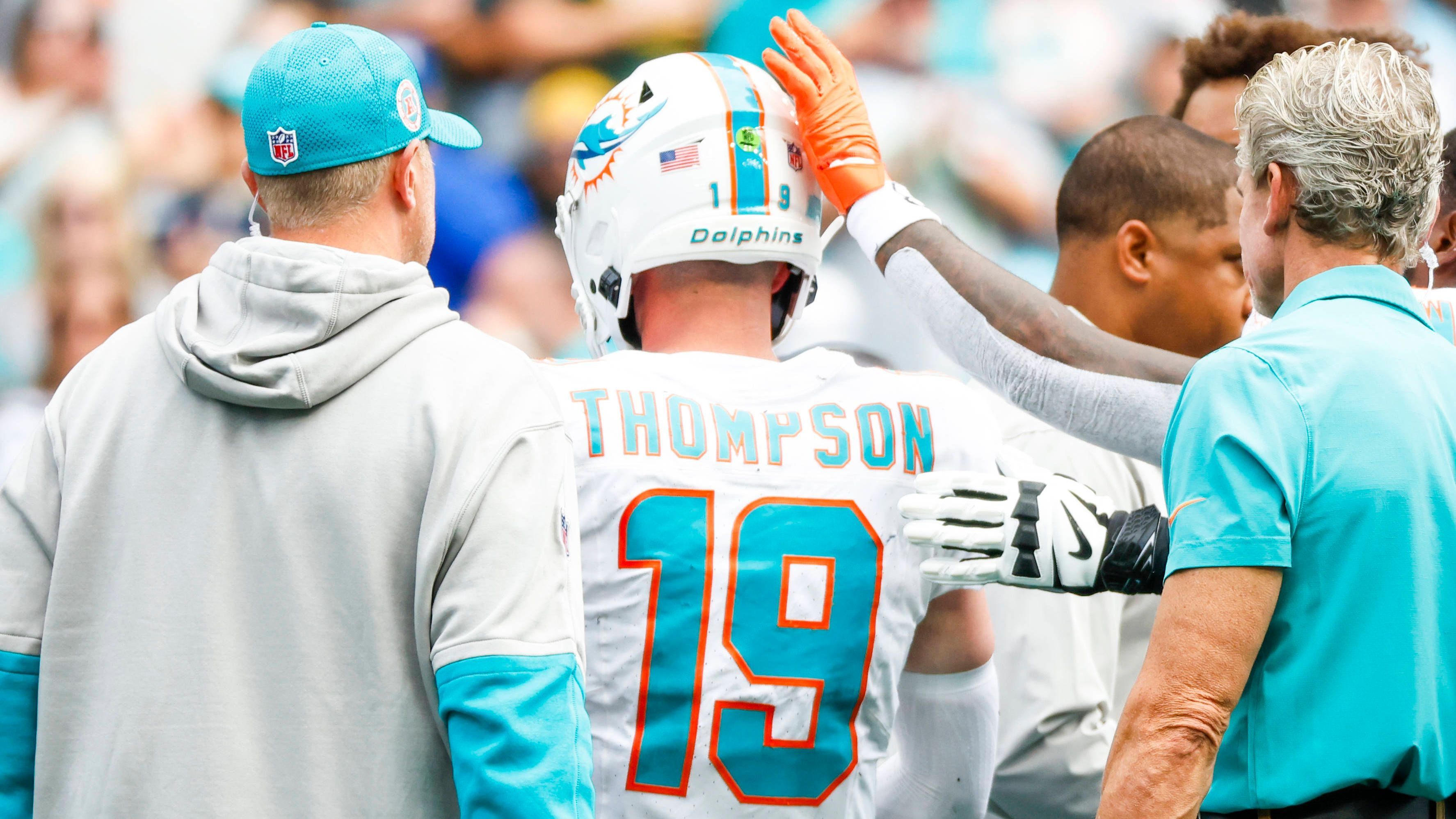 <strong>Platz 32 Skylar Thompson (Miami Dolphins)</strong><br>Schlimm, schlimmer, Skylar Thompson. Die Miami Dolphins haben ein großes Problem auf der Quarterback-Position. Nicht nur fehlt Tua bis mindestens Woche sieben, jetzt ist auch noch Thompson verletzt. Wobei, ob das so schlecht ist, wird sich erst noch zeigen. Seine leistung gegen die Seahawks war ein Offenbarungseid.