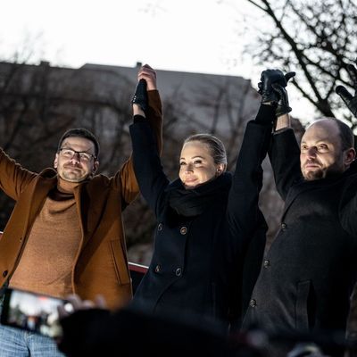 Antikriegsdemonstration der russischen Opposition in Berlin