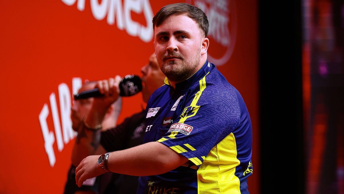 RECORD DATE NOT STATED 10th August 2024, Win Sports and Entertainment Centre, Wollongong, Australia; 2024 PDC Australian Darts Masters Day 2; Luke Littler of England cebrates taking a leg in the qu...