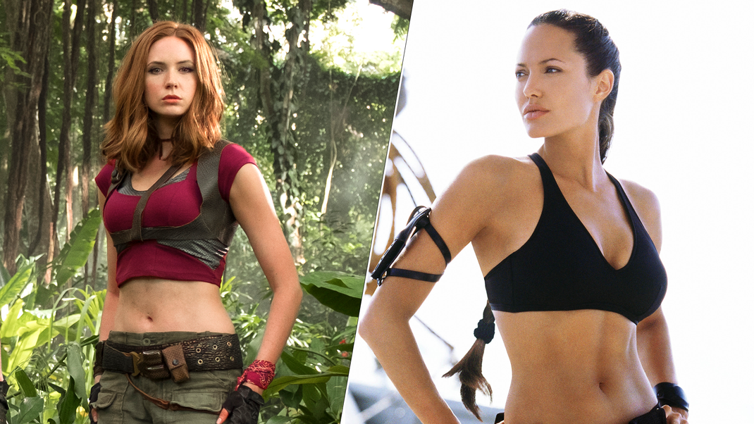 Was haben Ruby Roundhouse (l.) aus "Jumanji" und Lara Croft aus "Tomb Raider" gemeinsam? Nicht nur ihre Kampffähigkeiten, sondern vor allem ihre knappe Bekleidung.