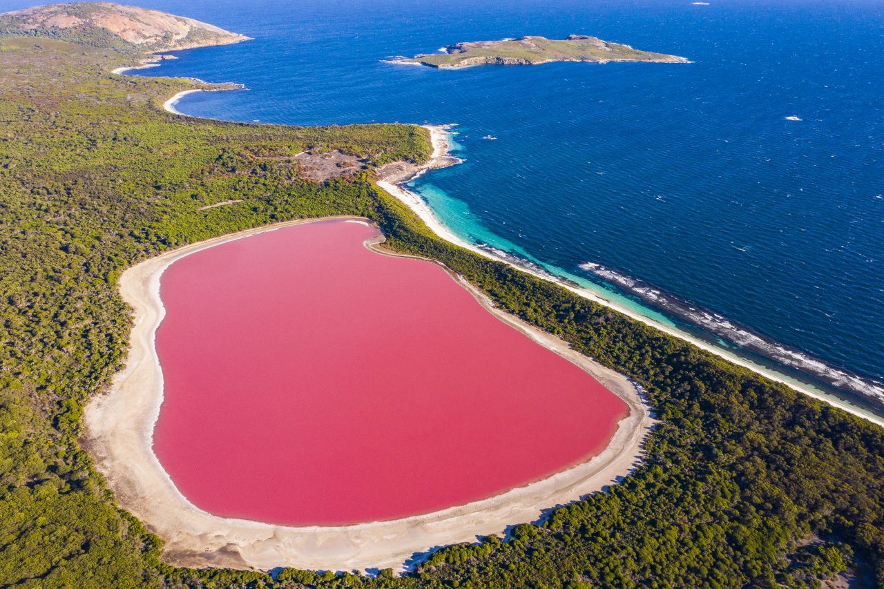 So pink hast du Australien bestimmt noch nie gesehen. Der Lake Hillier erstrahlt dank einem Zusammenspiel aus hohem Salzgehalt, bestimmten Bakterien und Algen das ganze Jahr über wie durch die rosarote Brille. Da er im unpassierbaren Naturschutzgebiet liegt, kann man ihn nur aus dem Flugzeug bewundern. Der See ist weitgehend unbevölkert, weil er den meisten Lebewesen zu salzig ist.