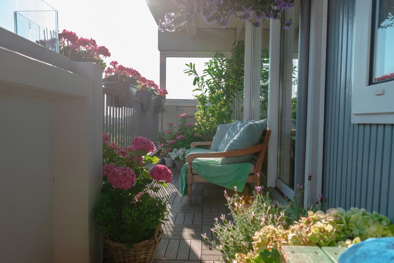 Der Dschungel daheim: Flower-Power auf dem Balkon hebt die Laune und bietet zugleich Sichtschutz.