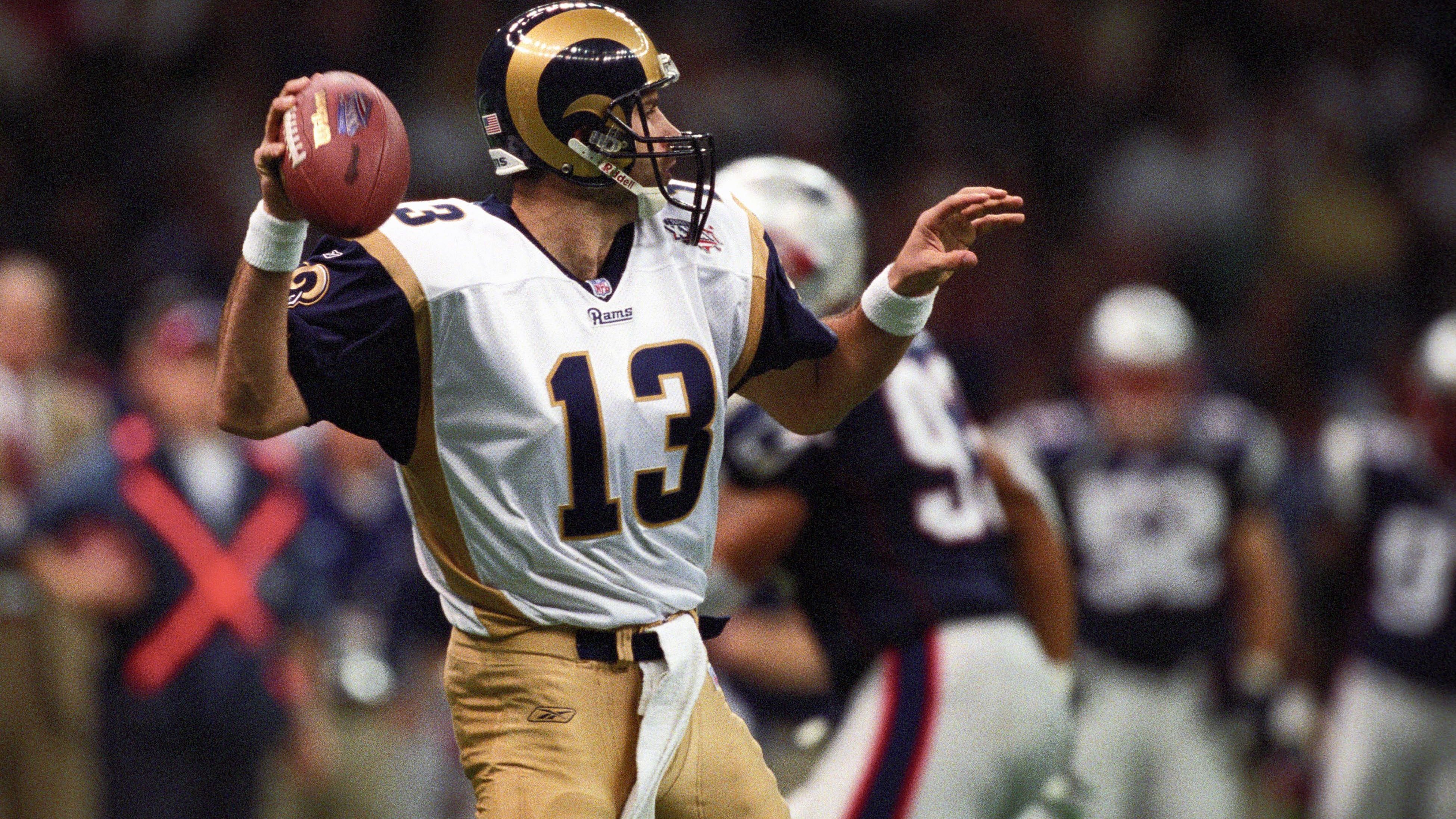 <strong>Platz 4 (geteilt): Los Angeles Rams (vier MVP-Titel)</strong><br>Roman Gabriel (Quarterback/ 1969), Kurt Warner (Foto, Quarterback/ 1999, 2001), Marshall Falk (Running Back/ 2000)<br>seit 1937 in der NFL dabei