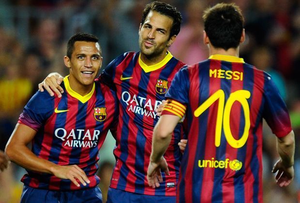 
                <strong>Messi, Fabregas, Sanchez: Saison 2011/2012</strong><br>
                101 Treffer: Lionel Messi 73 Tore, Cesc Fabregas 15 Tore, Alexis Sanchez 13 Tore
              