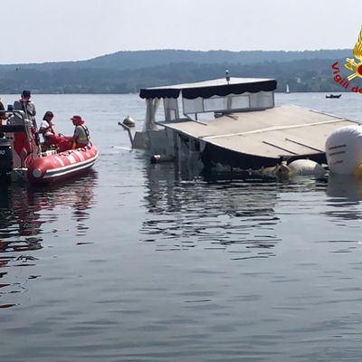 Das gesunkene Unglücksboot vom Lago Maggiore.