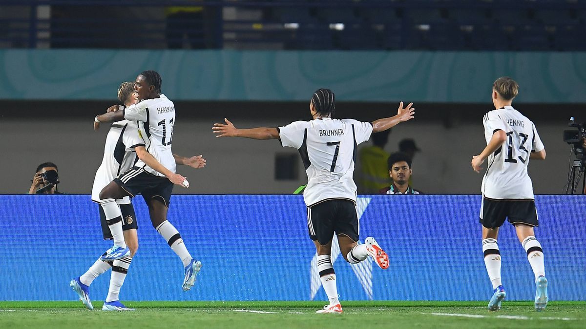 RECORD DATE NOT STATED FIFA U-17 World Cup Indonesia 2023 Mexico 1-3 Germany Max Moerstedt celebrates his goal 0-2 of Germany during the game Mexico vs Germany, corresponding to Group F of the FIFA...