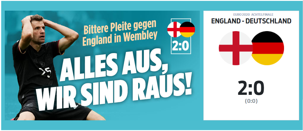 
                <strong>"ALLES AUS, WIR SIND RAUS"</strong><br>
                Was für ein Reim, liebe Kollegen von der "Sportbild". 
              