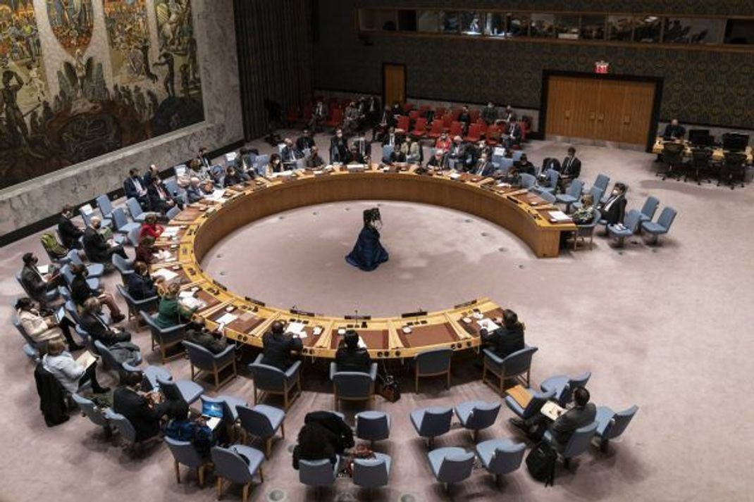 Der Sicherheitsrat tagt zu wichtigen Angelegenheiten im "Norwegischen Saal" des UN-Hauptgebäudes in New York.