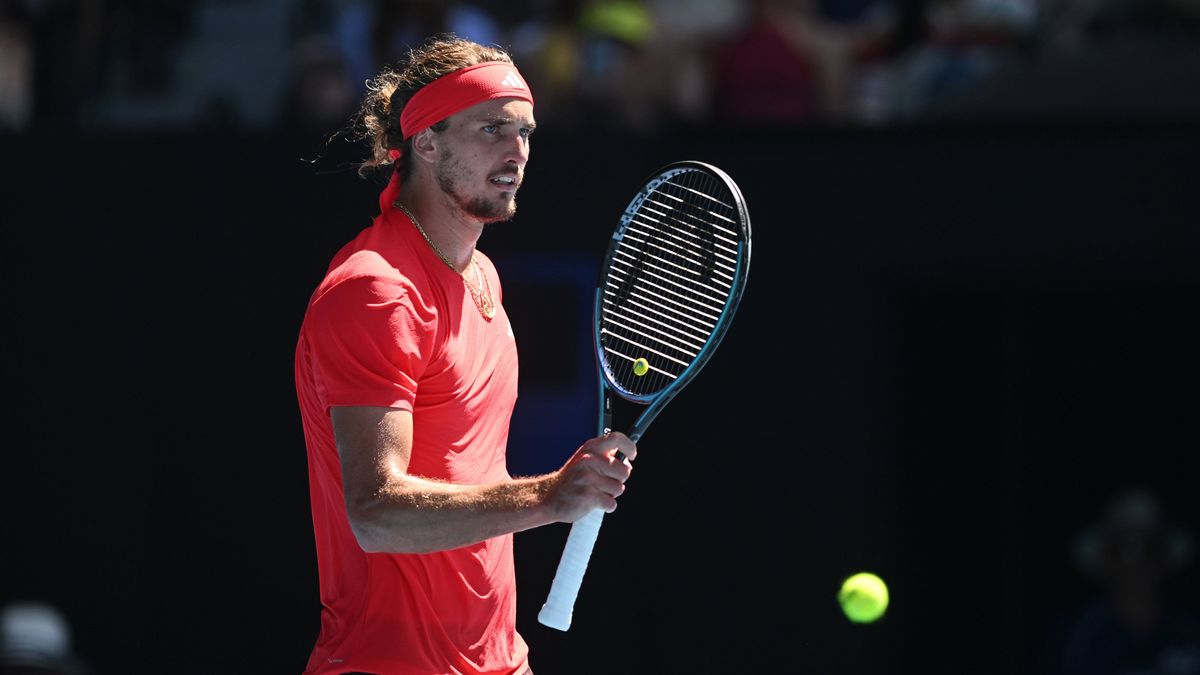 TENNIS AUSTRALIAN OPEN, Alexander Zverev of Germany reacts during his 1 4 final match against Tommy Paul of USA during the 2025 Australian Open at Melbourne Park in Melbourne, Tuesday, January 21, ...