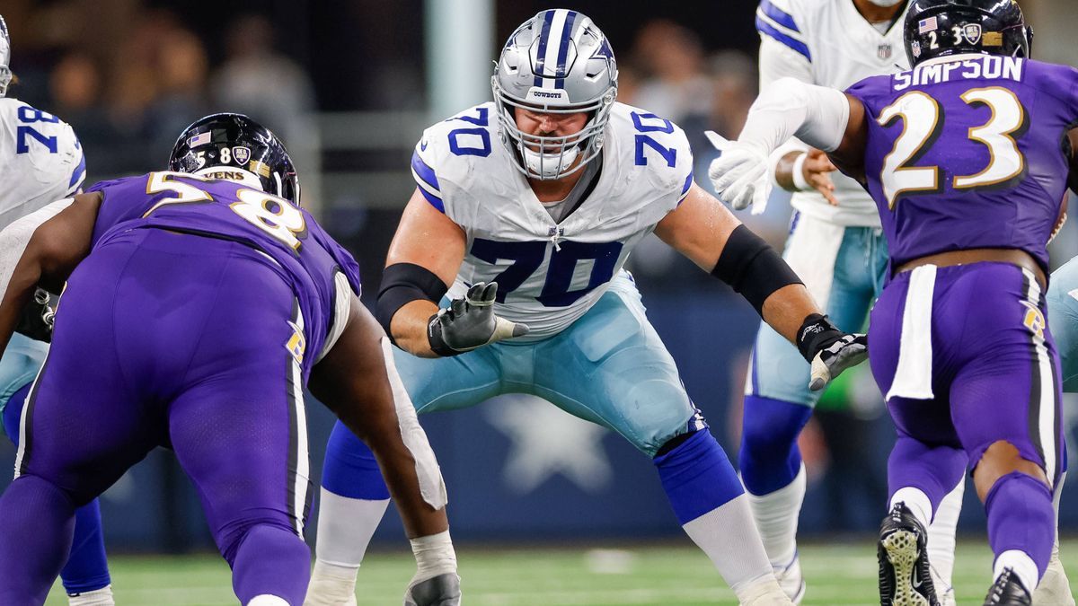 NFL, American Football Herren, USA Baltimore Ravens at Dallas Cowboys Sep 22, 2024; Arlington, Texas, USA; Dallas Cowboys guard Zack Martin (70) blocks during the fourth quarter against the Baltimo...