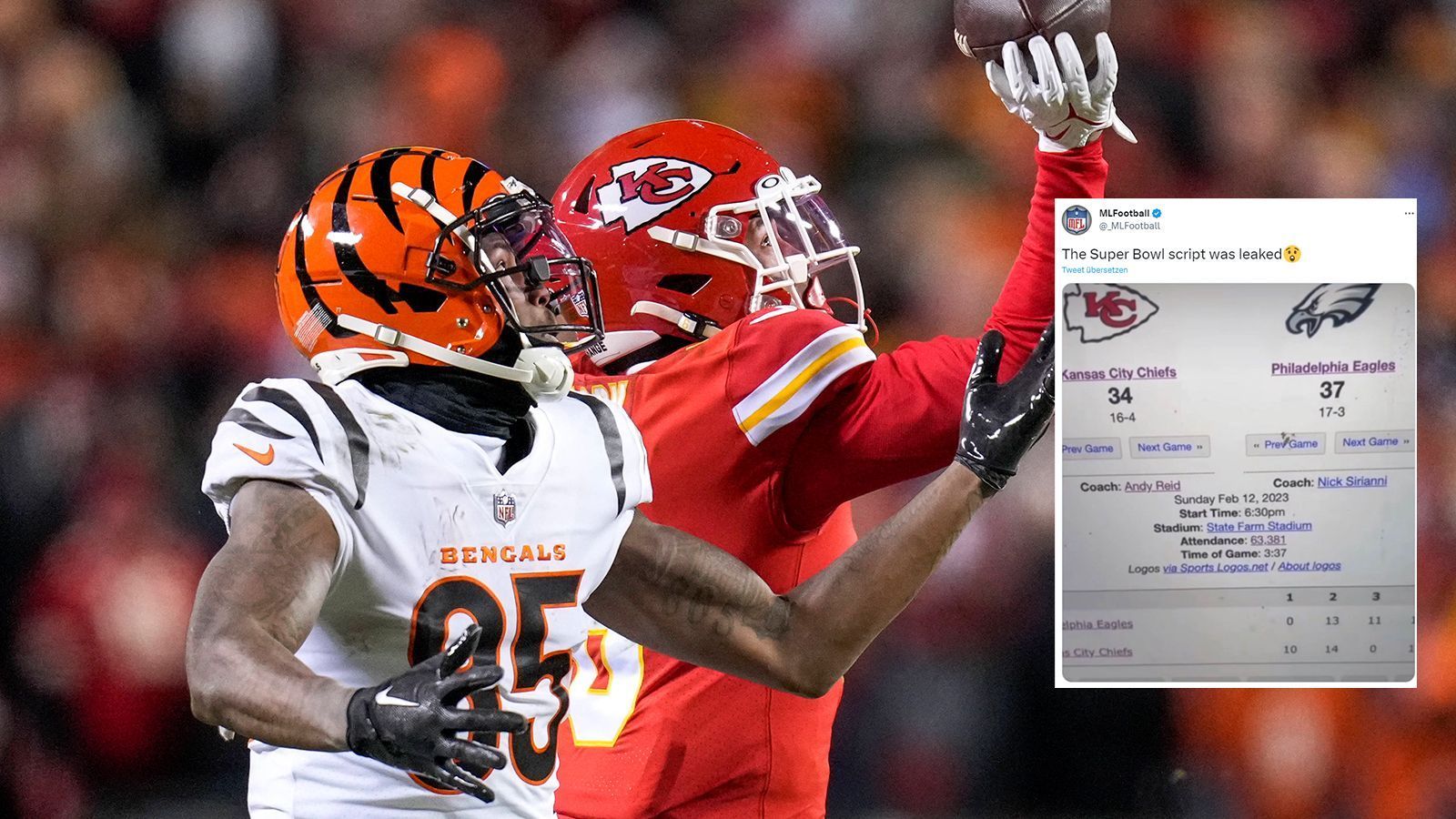 
                <strong>Super Bowl 2023 "gescripted"? Wettanbieter reduzieren Quoten wegen eines Tweets</strong><br>
                Millionen von Menschen tippen auf einen 37:34-Sieg der Philadelphia Eagles gegen die Kansas City Chiefs. So viele, dass die Wettanbieter jetzt sogar die Quoten gesenkt haben. Das Kuriose daran: Das Ganze hängt mit einem angeblichen Super Bowl-Skript zusammen, das auf Twitter kursiert. Nachdem in den vergangenen Wochen immer öfter die Theorie aufkam, dass alle Spiele der NFL geskriptet seien, schenken offenbar viele Tipper dem geleakten Ergebnis Glauben. Laut "cbssports.com" ist der 37:34-Sieg für die Eagles mit um die 20 Prozent aller abgegebenen Tipps das am häufigsten getippte Ergebnisse. Um im Fall der Fälle einen herben Verlust zu vermeiden, sollen die Wettanbieter deshalb die Quoten auf dieses spezifische Ergebnis von 250 zu 1 auf 80 zu 1 drastisch gesenkt haben. 
              