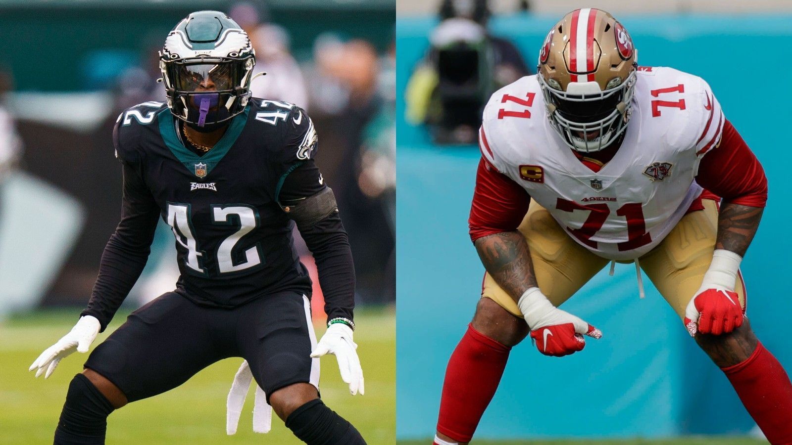 
                <strong>Verlierer: Trent Williams und K'Von Wallace</strong><br>
                Für diese beiden war das Championship Game der NFC keine persönliche Sternstunde. Gut vier Minuten vor dem Ende des letzten Viertels brach im Spiel zwischen den Eagles und den 49ers eine Schlägerei aus. Maßgeblich daran beteiligt: Williams und Wallace. Beide wurden wenig später des Feldes verwiesen. Der All-Pro-Tackle der Niners, weil er Wallace auf den Rasen geworfen hatte. Der Eagles-Safety wiederum kassierte ob seiner Rolle im vorher ausgebrochenen Gedränge die Ejection. 
              