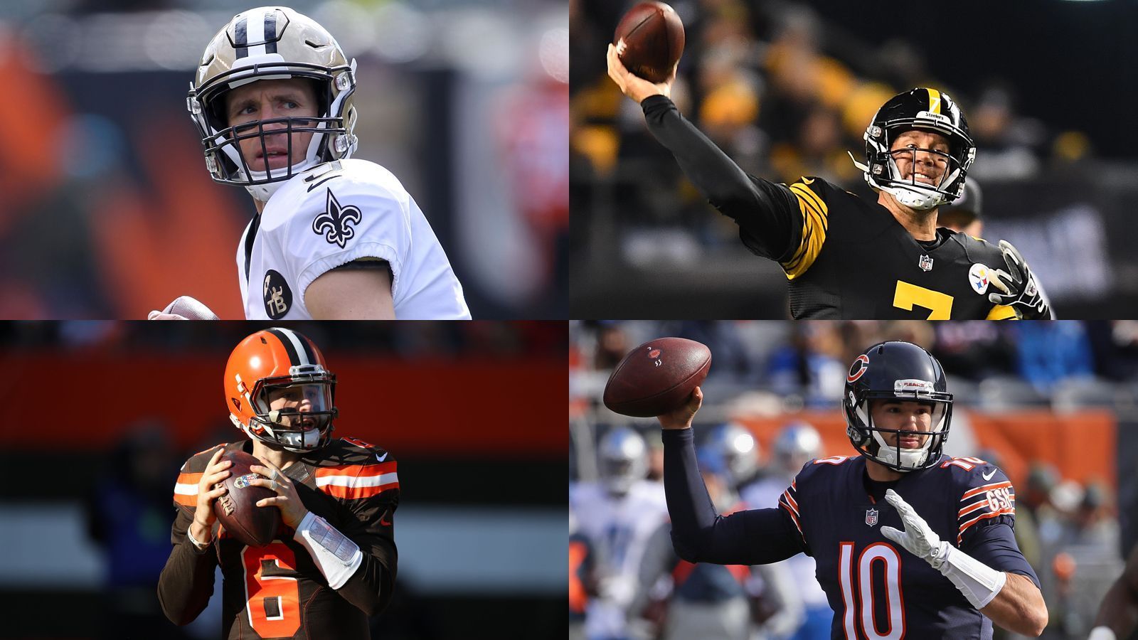 
                <strong>Week 10: Vier Quarterbacks mit einem Passer Rating von 145+</strong><br>
                Week 10: Zum ersten Mal in der Geschichte der NFL haben vier Quarterbacks in der selben Woche ein Passer Rating von mindestens 145 erzielt (bei mindestens 20 Passversuchen). Das gelang in Woche 10 Ben Roethilsberger (Pittsburgh Steelers, 158,3), Baker Mayfield (Cleveland Browns, 151,2), Drew Brees (New Orleans Saints, 150,4) und Mitchell Trubisky (Chicago Bears, 148,6). 
              