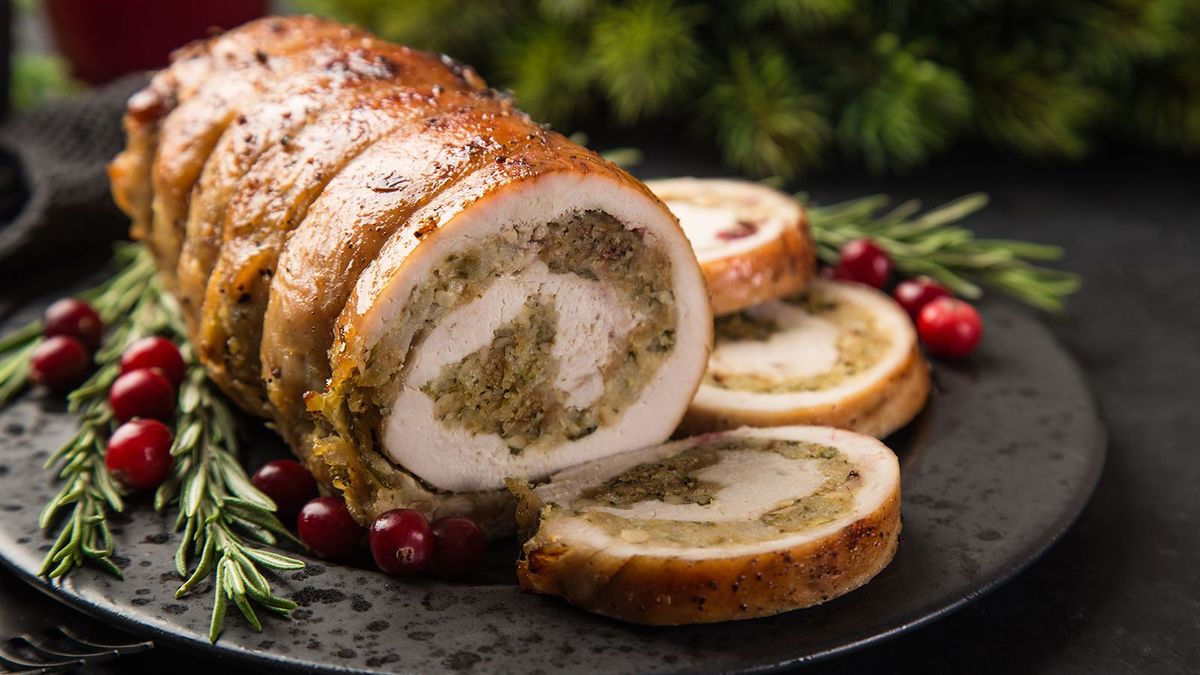 stuffed turkey breast roll for Christmas dinner