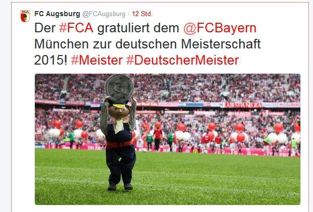 
                <strong>FC Augsburg</strong><br>
                Die Schale ist in Augsburg? Schöne Geste vom FCA …
              
