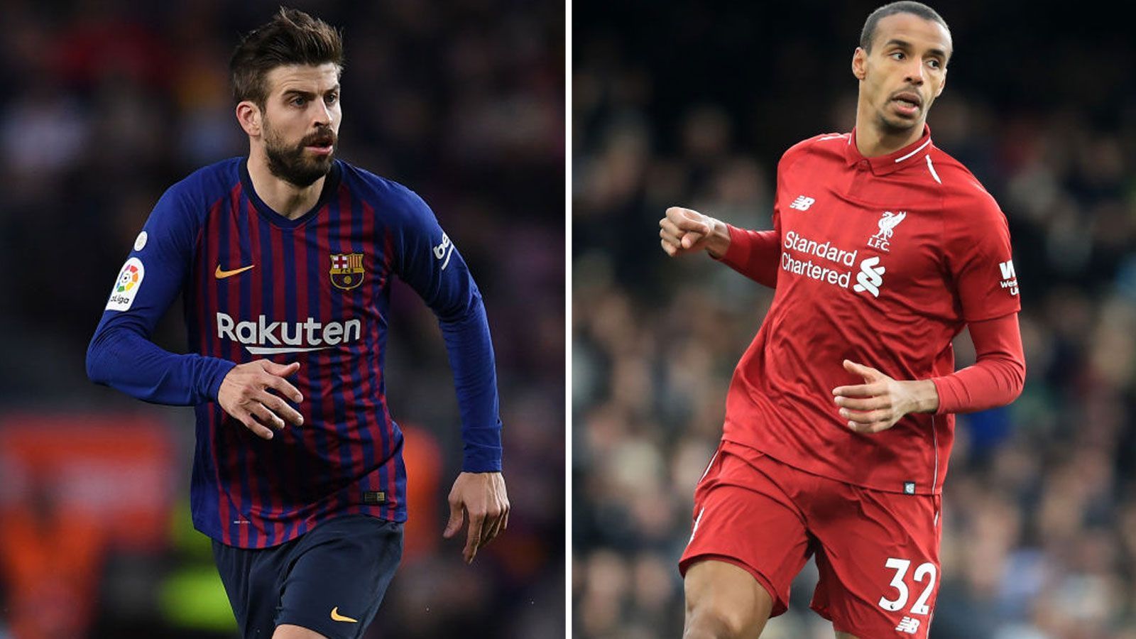 
                <strong>Rechter Innenverteidiger: Gerard Pique vs. Joel Matip</strong><br>
                Seit dem Abgang von Carles Puyol 2014 ist Gerard Pique (l.) unumstrittener Abwehrchef bei den Katalanen. Dabei strahlt er eine unglaubliche Ruhe und Souveränität aus. Dagegen ist Liverpools Joel Matip immer mal für einen Schnitzer gut. Zudem muss sich der gebürtige Bochumer erst einmal wirklich bewähren, hat in der Rückrunde aber das Vertrauen von Jürgen Klopp ausgesprochen bekommen. Doch an den Barca-Star kommt er nicht heran. Zwischenstand: Barca zieht auf 3:0 davon
              