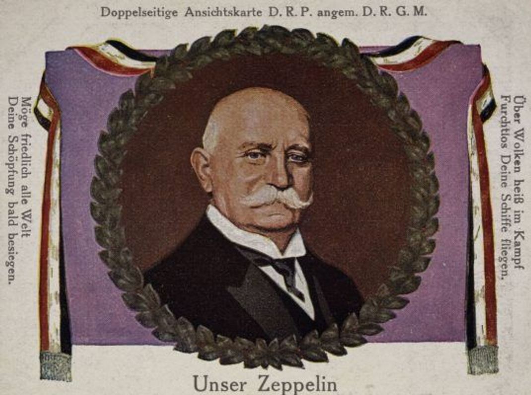 Ruhmvolles Andenken: Diese Postkarte von 1916 zeigt Graf Ferdinand von Zeppelin.