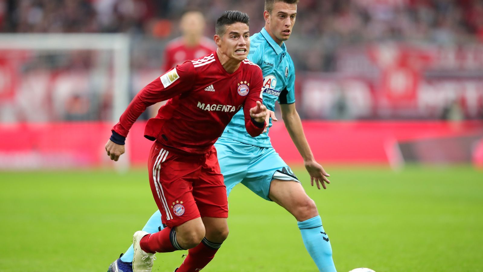 
                <strong>James Rodríguez  (Zentrales Mittelfeld)</strong><br>
                Biss sich an den stark verteidigenden Freiburgern weitestgehend die Zähne nehmen. Offensiv mit zu wenig Impulsen. Tauchte im Laufe des Spiels immer mehr ab. In der 71. Minute durch Thomas Müller ersetzt. ran-Note: 4
              