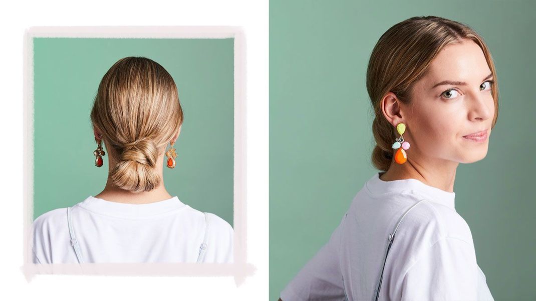 Der Sleek Bun – erinnert an ein spanisches Hairstyling. Dieser Look ist im Handumdrehen ganz schnell nachgemacht. Wie? Eine Anleitung für diese Hochsteckfrisur findest du in unserem Beauty-Artikel. 