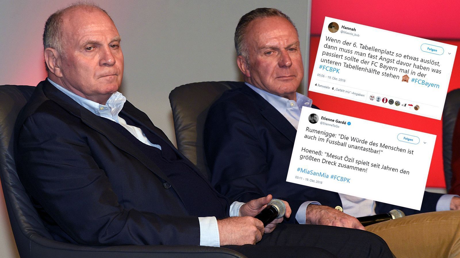 
                <strong>Netzreaktionen nach Rundumschlag von Hoeneß und Rummenigge</strong><br>
                Die Bayern-Bosse Uli Hoeneß und Karl-Heinz Rummenigge holten auf einer Pressekonferenz zum Rundumschlag gegen Medien, Ex-Spieler und Co. aus. ran.de zeigt die Netzreaktionen auf die Aussagen der Münchner Macher, die nicht überall Anklang fanden.
              