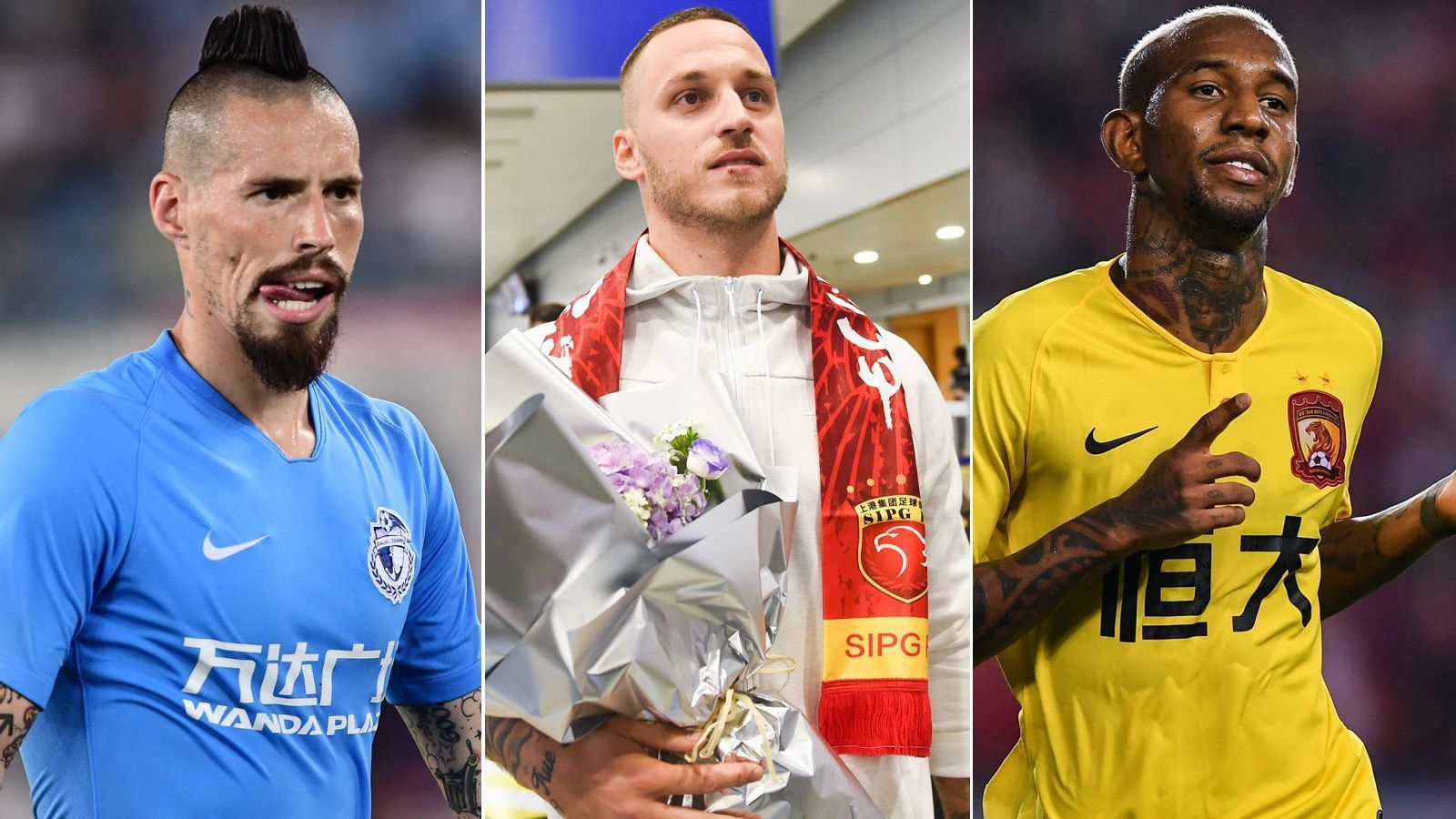 
                <strong>Die Stars der chinesischen Super League</strong><br>
                Nun also auch Marko Arnautovic (Mi.). Der Österreicher verlässt West Ham United und wechselt nach China zu Shanghai SIPG. ran.de zeigt weitere große Namen, die derzeit in Fernost kicken. (Stand: 11. Juli 2019)
              