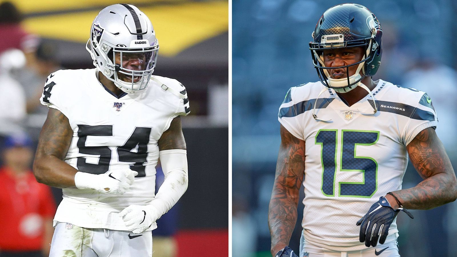 
                <strong>Brandon Marshall und Brandon Marshall </strong><br>
                Links: Brandon Marshall - bis 2019 Linebacker bei den Oakland Raiders - Rechts: Brandon Marshall - bis 2018 Wide Receiver der Seattle Seahawks und New Orleans Saints 
              