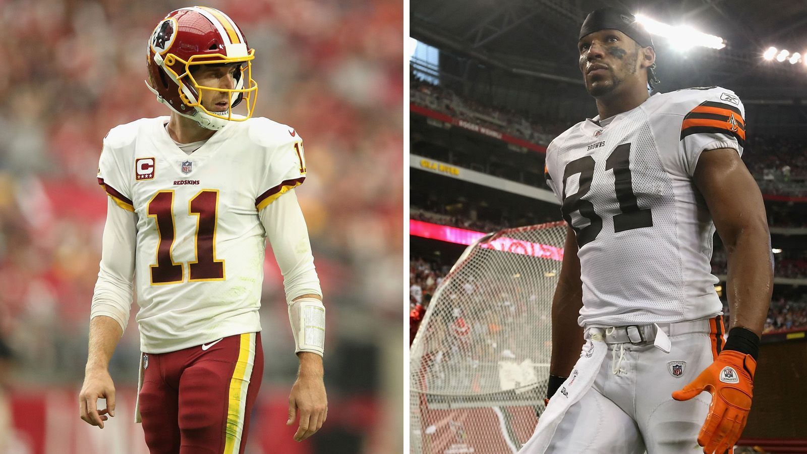 
                <strong>Alex Smith und Alex Smith </strong><br>
                Links: Alex Smith - Quarterback des Washington Football Teams - Rechts - Alex Smith - bis 2015 Tight End der Washington Redskins 
              