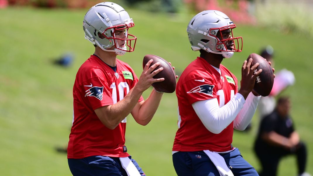 Drake Maye (links) und Jacoby Brissett (rechts)