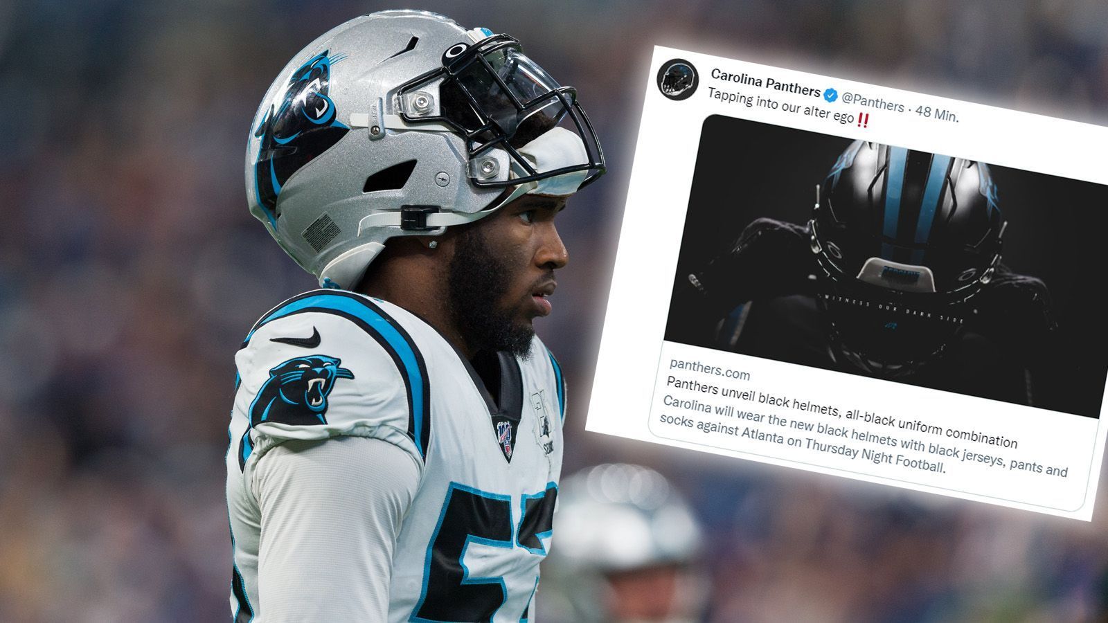 Panthers unveil black helmets, all-black uniform combination