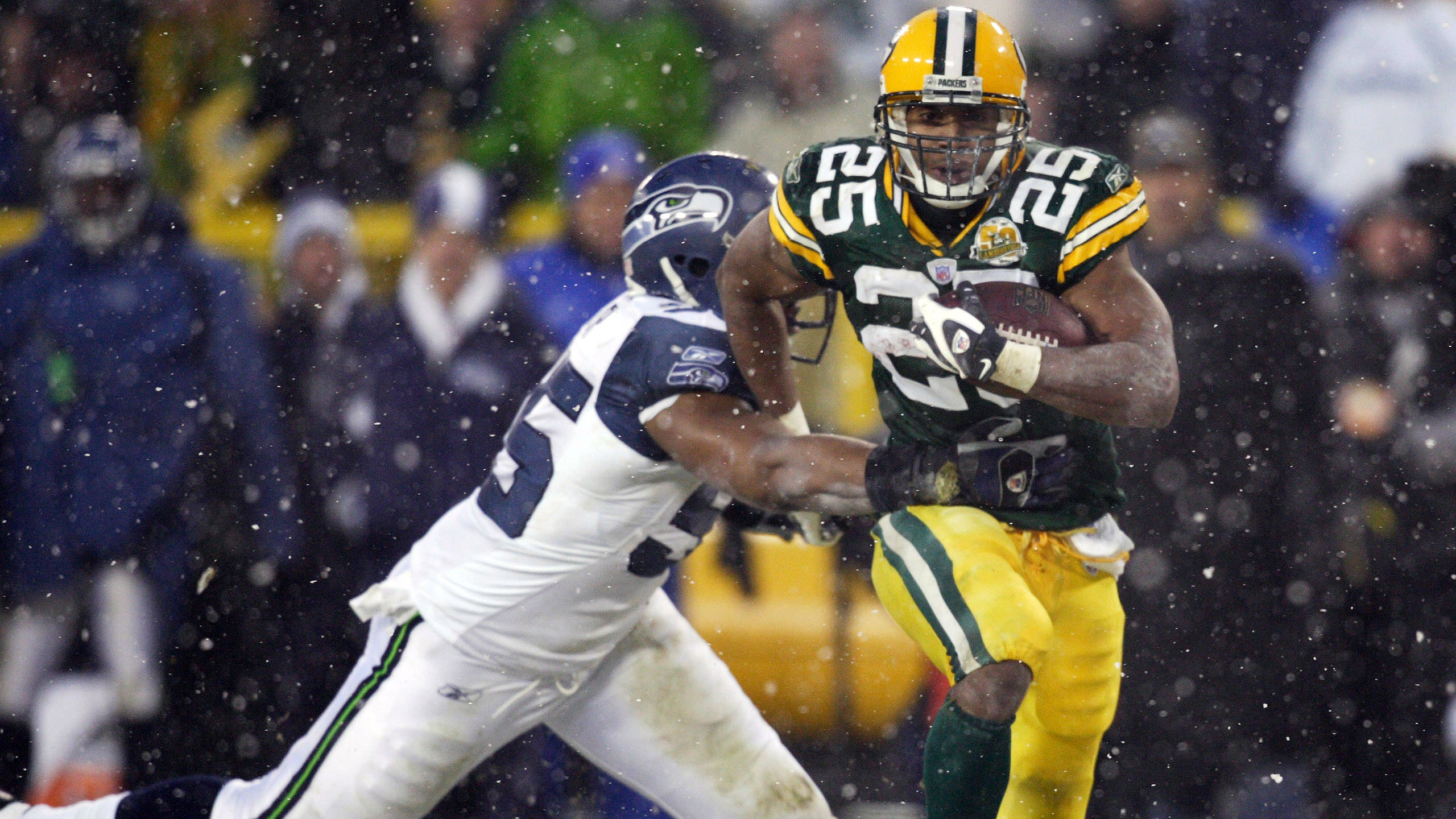 <strong>Platz 9: Ryan Grant (Green Bay Packers)</strong><br><br><strong>Rushing Yards:</strong> 201<br><br><strong>Gegner:</strong> Seattle Seahawks (2007)