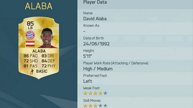 
                <strong>David Alaba</strong><br>
                Spielerwert: 85 (+3) - David Alaba. Vorheriger Gesamtwert: 82.
              