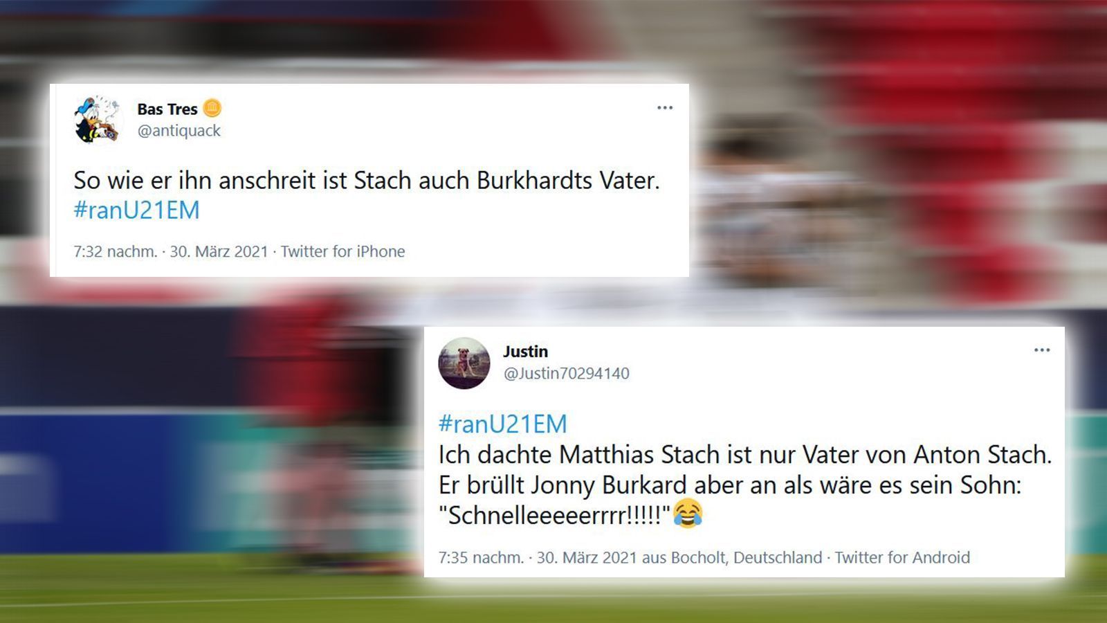 
                <strong>ran-Kommentator Stach eskaliert völlig</strong><br>
                Auch weil ran-Kommentator Matthias Stach seinen Emotionen freien Lauf ließ. Einige User kamen ins Grübeln. Wer war jetzt nochmal sein Sohn?
              