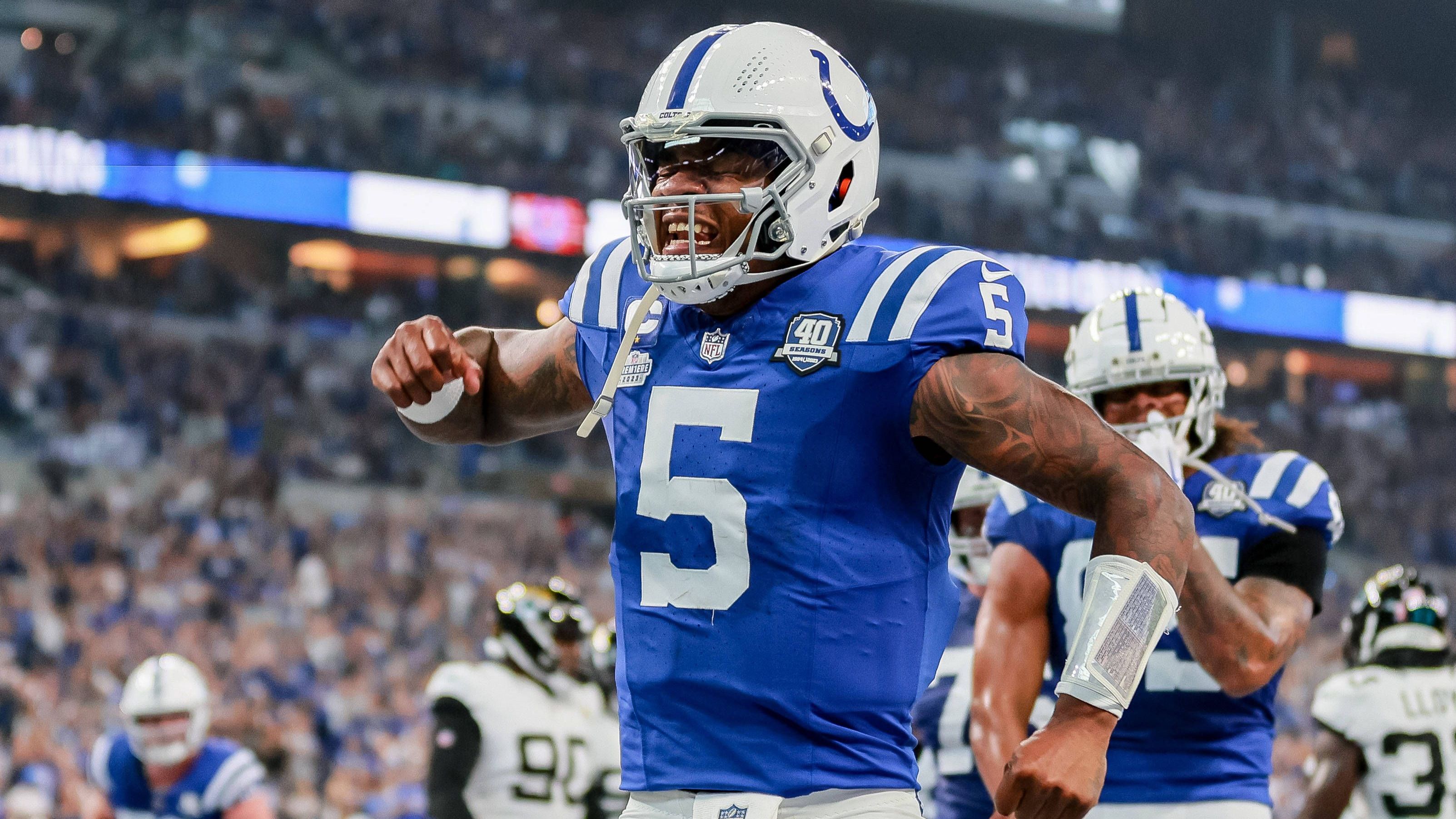 <strong>Week 1: Anthony Richardson (Indianapolis Colts)</strong><br>Bei seinem Profi-Debüt schrieb Anthony Richardson gleich Geschichte: Der Rookie-Quarterback war mit 21 Jahren und 111 Tagen der jüngste Spieler der Super-Bowl-Ära, der einen Passing Touchdown und einen Rushing Touchdown im selben Spiel erzielte.