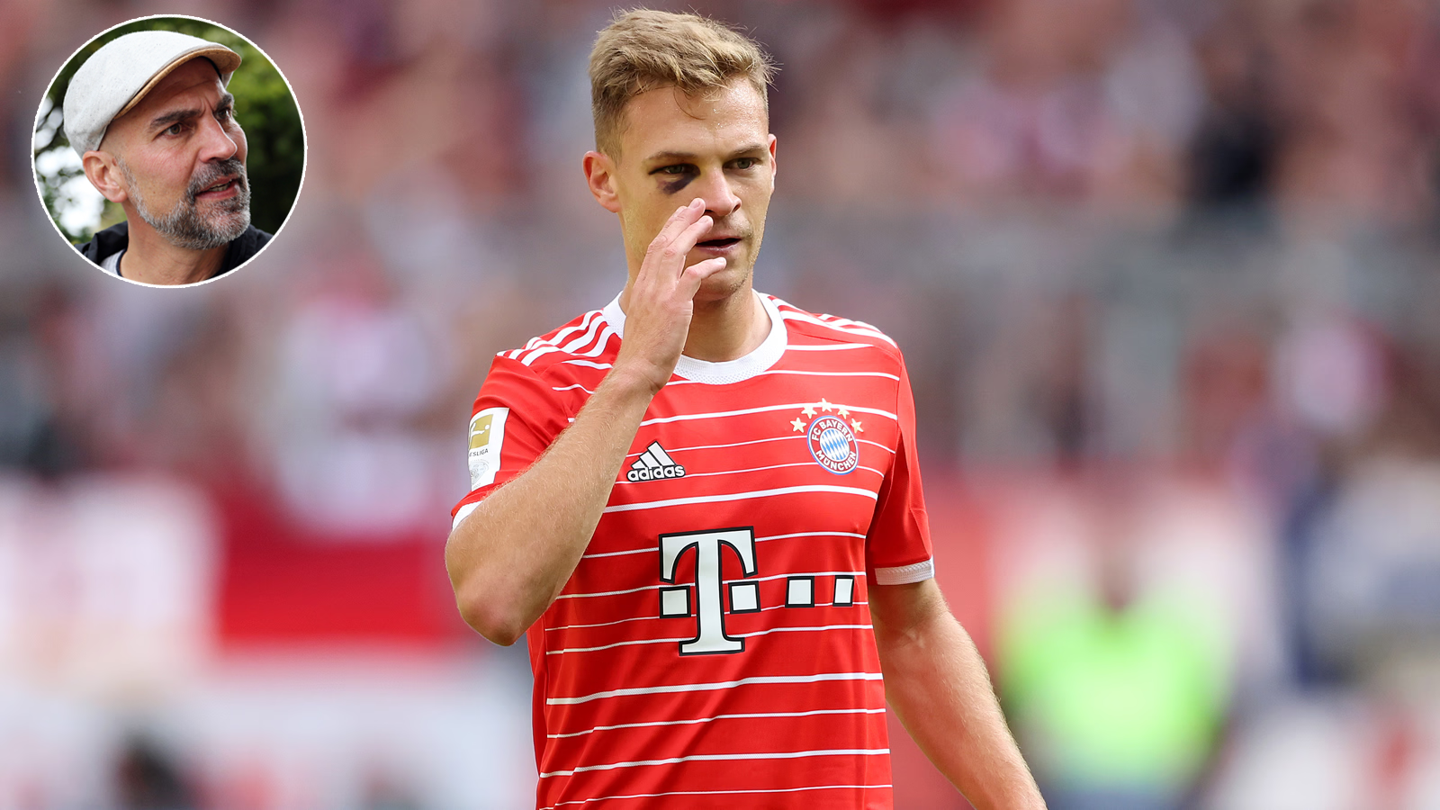 
                <strong>Joshua Kimmich</strong><br>
                Nach überstandenem Cut am Auge einmal mehr Dreh- und Angelpunkt im Münchner Spiel. Pech bei einem schönen Freistoß aus 22 Metern, der knapp übers Tor ging (18.). ran-Note: 3
              