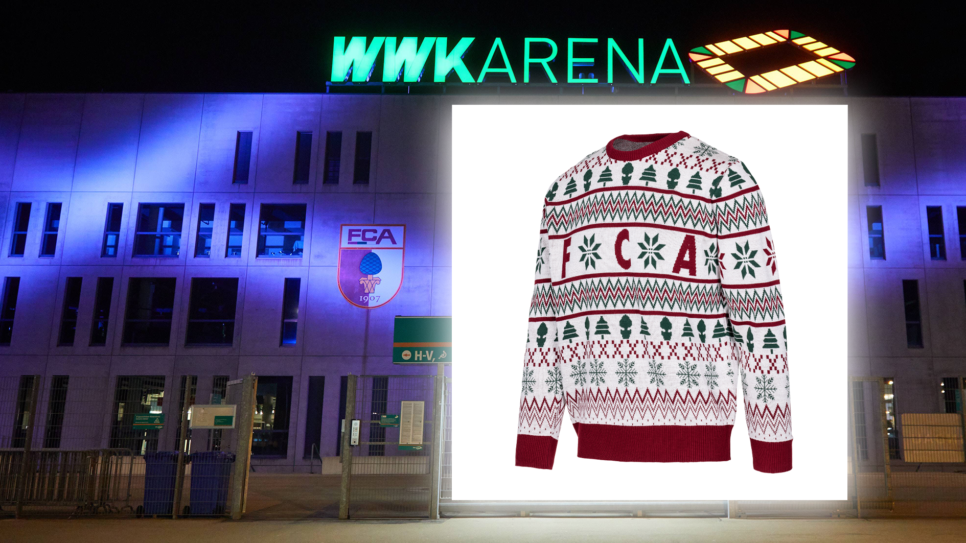 <strong>FC Augsburg</strong><br>Der Weihnachtspulli des FCA fällt eher unter die Kategorie "lame" als "ugly". Ein Christmas-Sweater für Traditionalisten.&nbsp;