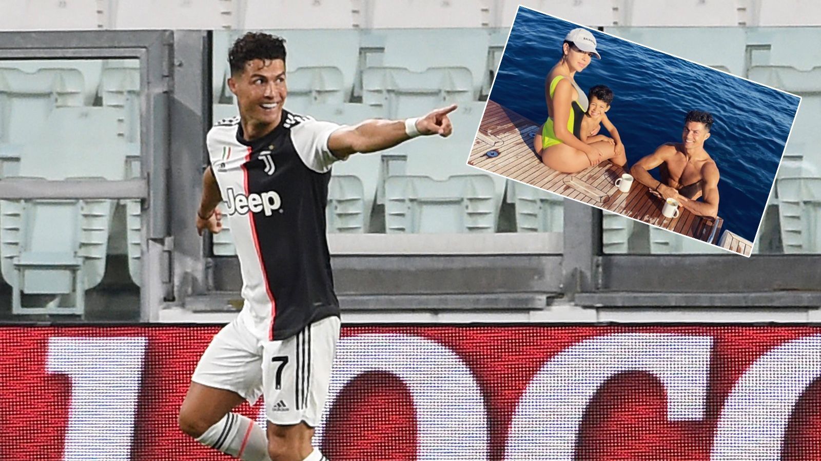 
                <strong>Pompös auf einer Mega-Yacht! So verbringt CR7 seine Freizeit</strong><br>
                Am 34. Spieltag der italienischen Serie A hat Cristiano Ronaldo seinen Klub Juventus Turin mit seinen Saisontoren 29 und 30 im Alleingang zum 2:1-Heimsieg gegen Lazio Rom und somit noch ein Stück näher an die Meisterschaft in Italien geschossen. Da hat sich CR7 natürlich nach getaner Arbeit auch ein bisschen Entspannung verdient. ran.de zeigt, wie der portugiesische Superstar seine Freizeit verbringt.
              