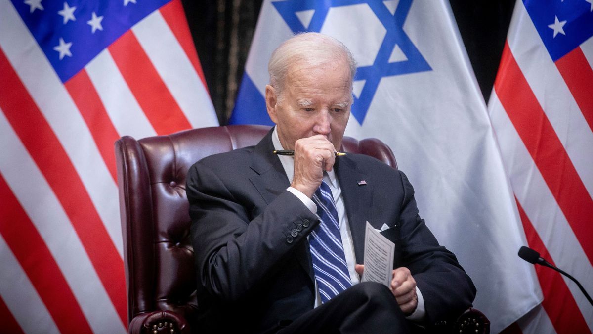 US-Präsident Joe Biden macht eine Pause während eines Treffens mit dem israelischen Premierminister Netanjahu im Oktober 2023.