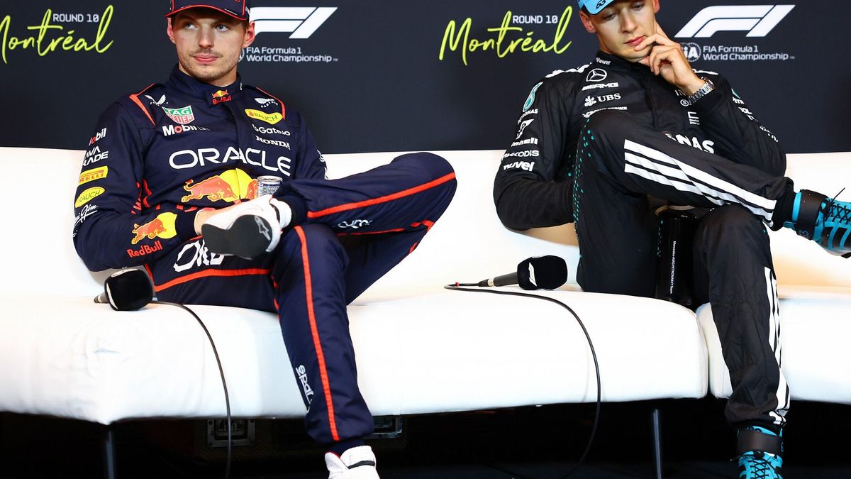 Max Verstappen und George Russell in der FIA-PK nach dem Qualifying in Montreal