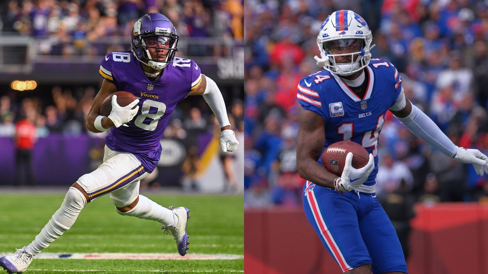 
                <strong>Diggs und Jefferson statistisch auf einem Niveau</strong><br>
                Auch in den weiteren Statistiken der laufenden Spielzeit gibt es ähnliche Werte. Jefferson wurde 84 Mal angeworfen, Diggs 83 Mal. Jefferson fing 14 Pässe für einen Raumgewinn von 20 Yards oder mehr, bei Diggs waren es elf. 35 Mal sorgte Jefferson für ein First Down, Diggs 39 Mal.
              