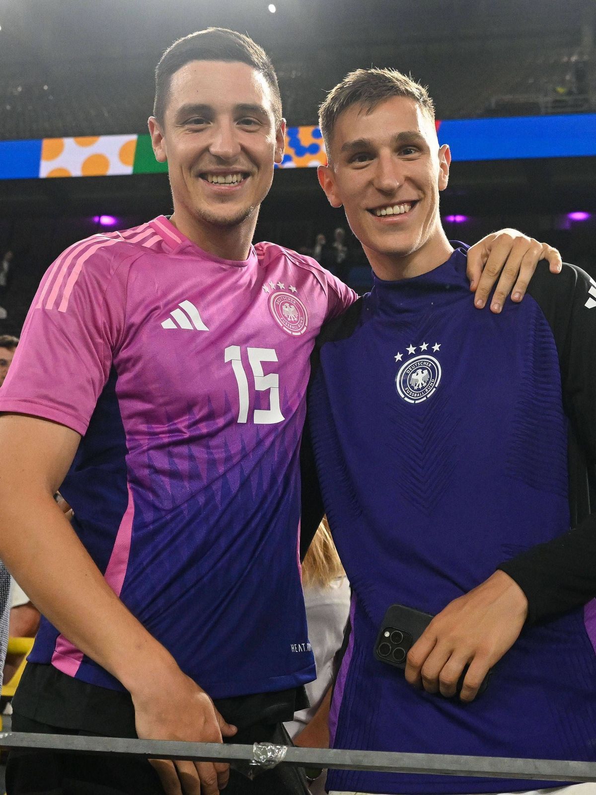 Fußball, Herren, Saison 2023 24, Euro EM 2024 (Achtelfinale in Dortmund), Deutschland - Dänemark, v.l. Keven Schlotterbeck und Nico Schlotterbeck (Deutschland) , 29.06. 2024, *** Soccer, Men, Seaso...