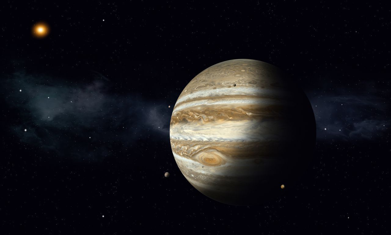 Jupiter ist der größte Planet in unserem Sonnensystem. Deshalb wurde er nach dem römischen Hauptgott Jupiter benannt.